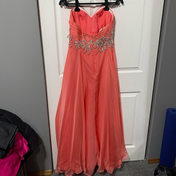 Coral Floor Length Prom Dress - Picture 3 of 4